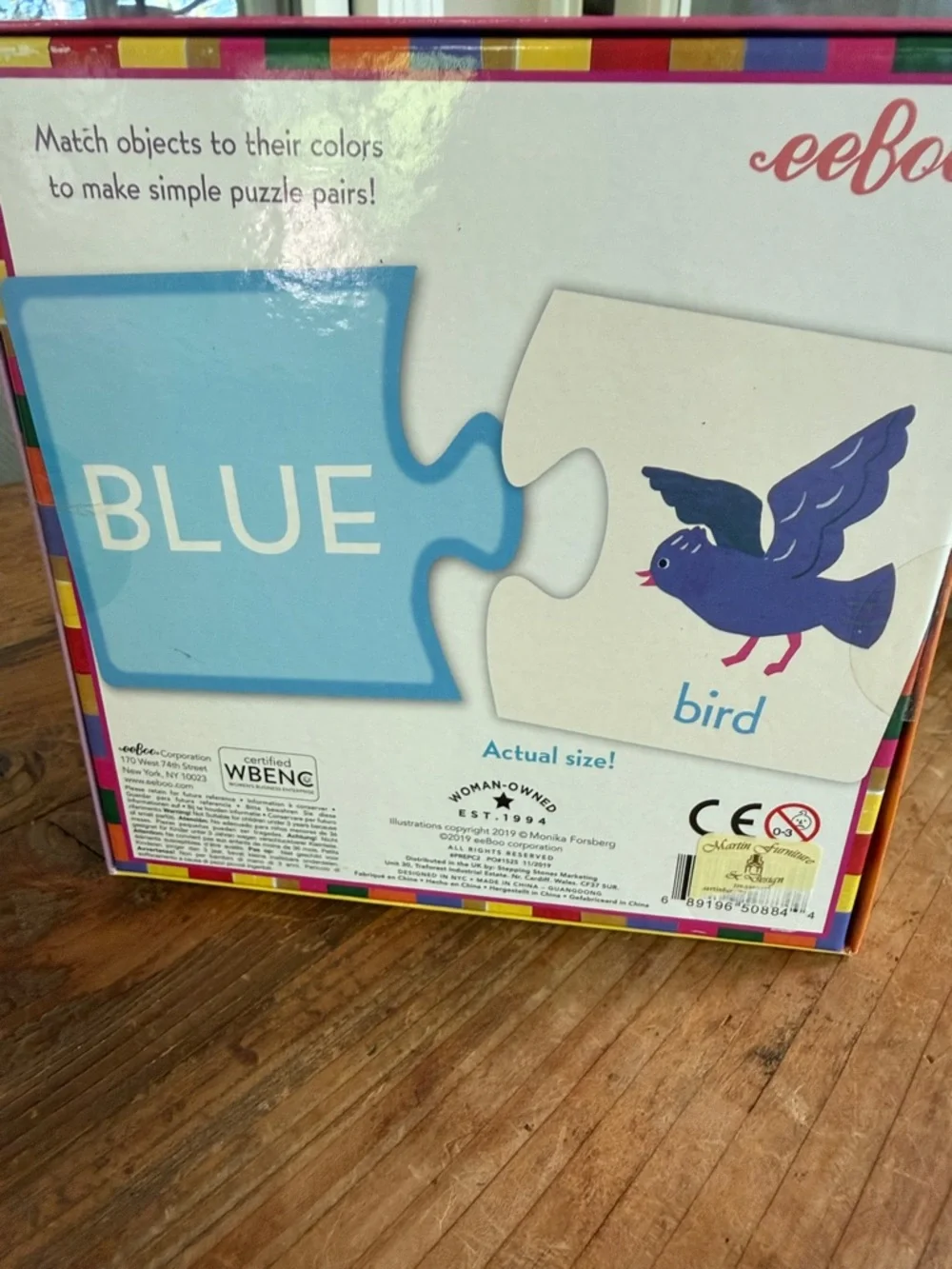 eeBoo NWT Preschool Colors 12 Puzzle Pairs - Orange. Never been opened!